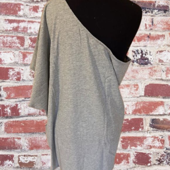 Grey One Shoulder Ribbed Draped Top - Picture 4 of 14